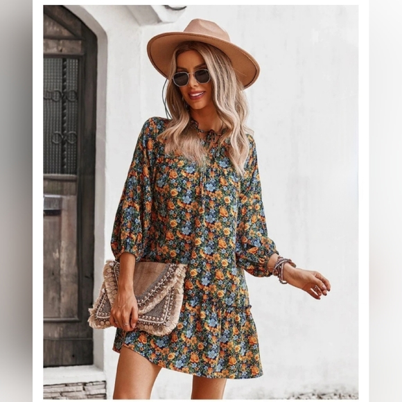 Montana Autumn Dream Cottage Floral Mini Dress - Picture 2 of 5